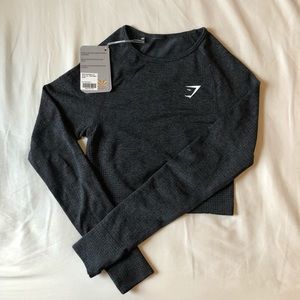 Gymshark Vital Seamless Crop in black marl - HOLD